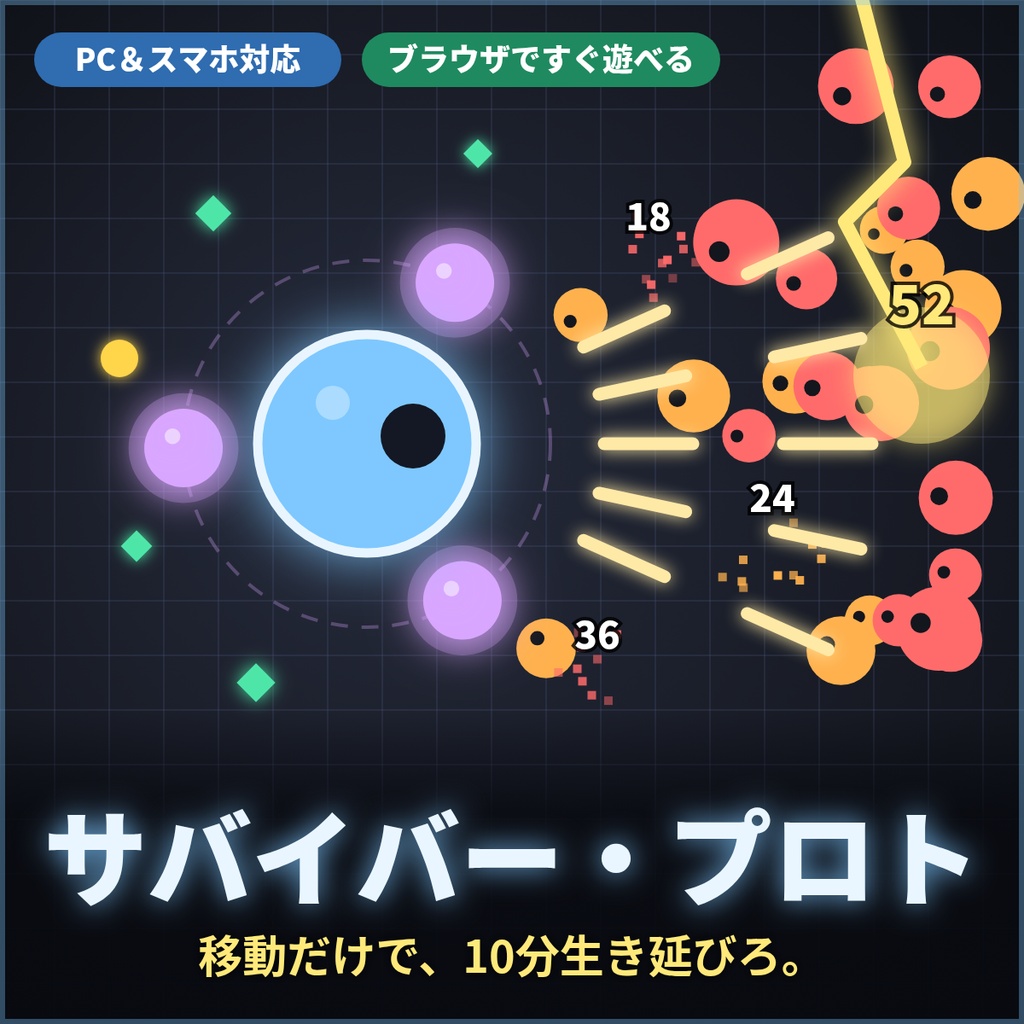 サバイバー・プロト|10分生き延びる系ミニゲーム【PC/スマホ対応・DL版】