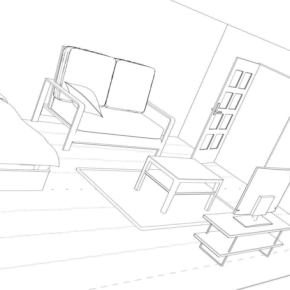 3Dよくあるワンルーム内観(CLIPSTUDIOPAINT用)