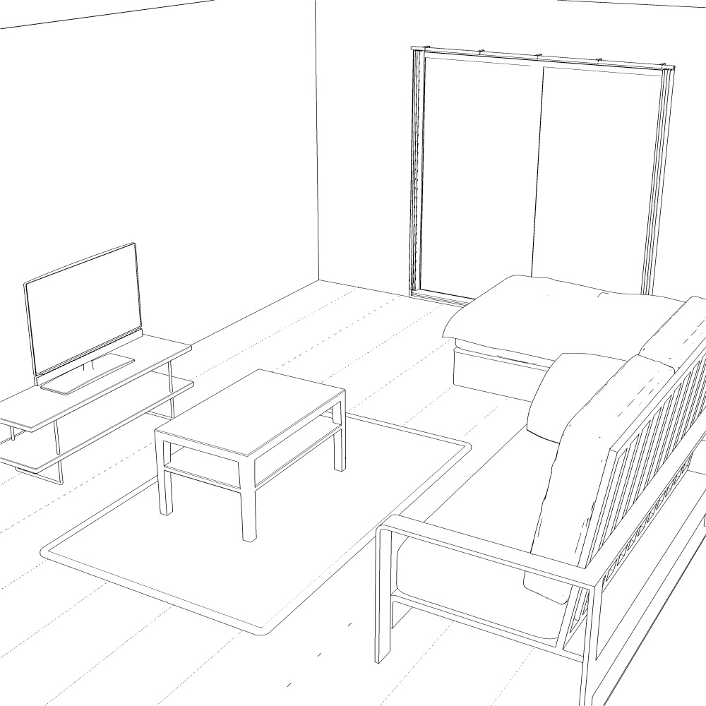 3Dよくあるワンルーム内観(CLIPSTUDIOPAINT用)