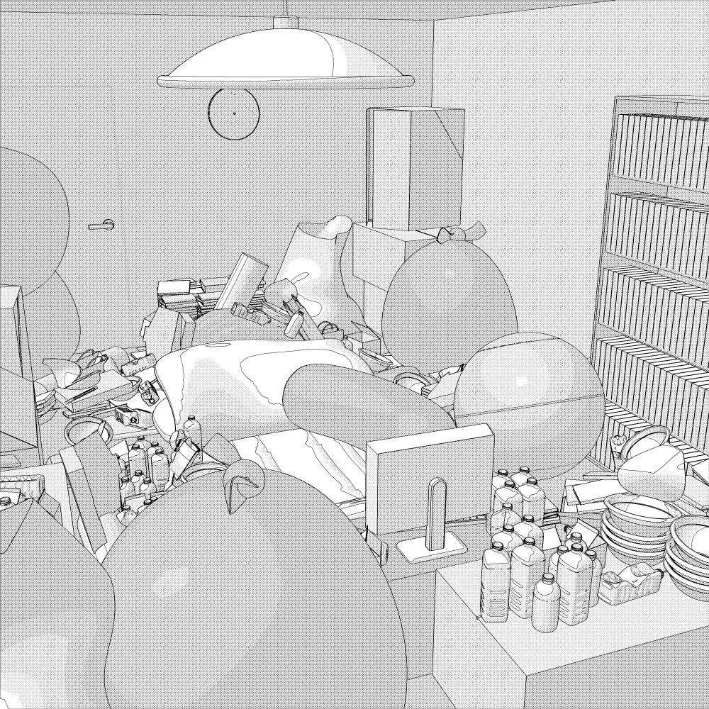 3Dニートの汚部屋 内観(CLIPSTUDIOPAINT用)