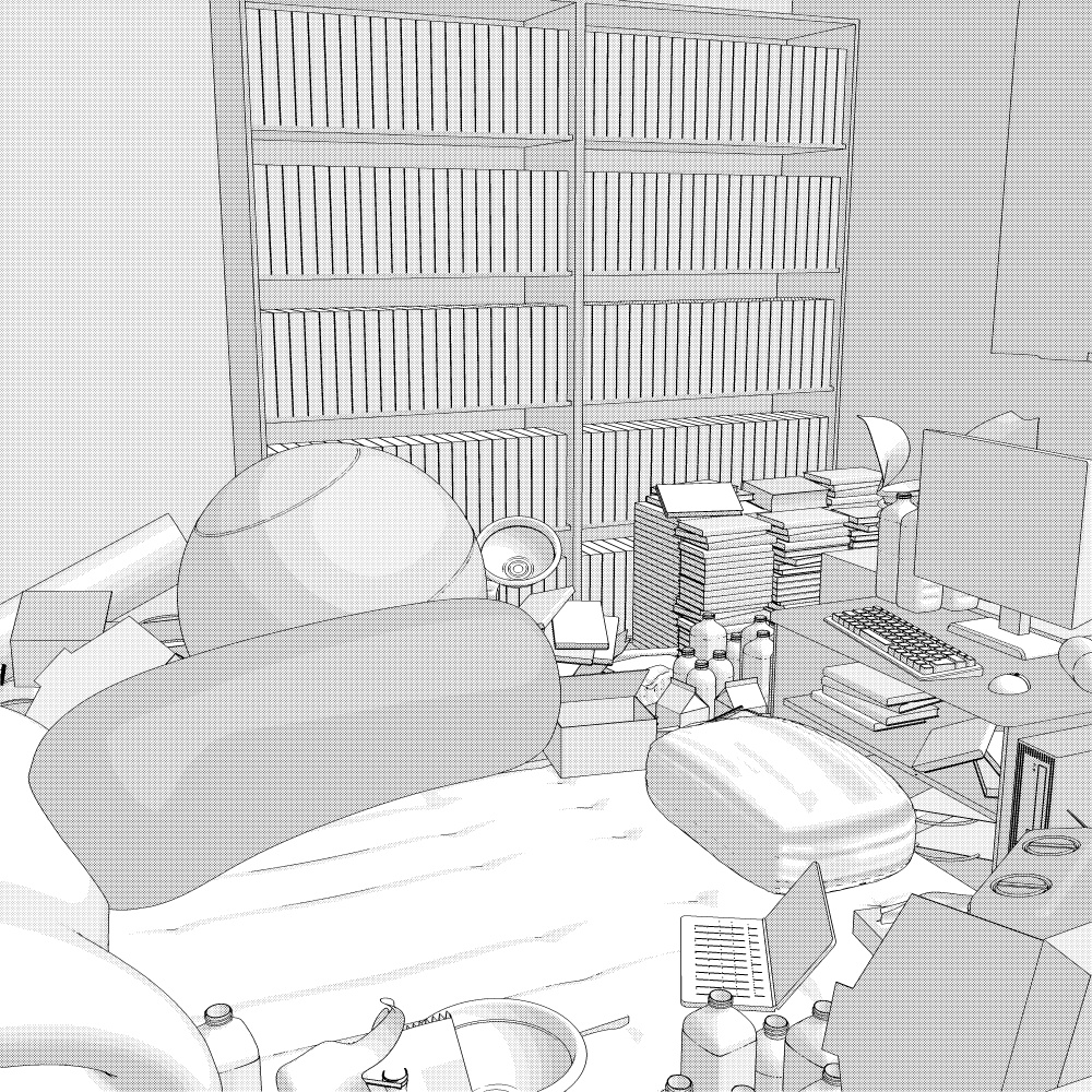 3Dニートの汚部屋 内観(CLIPSTUDIOPAINT用)