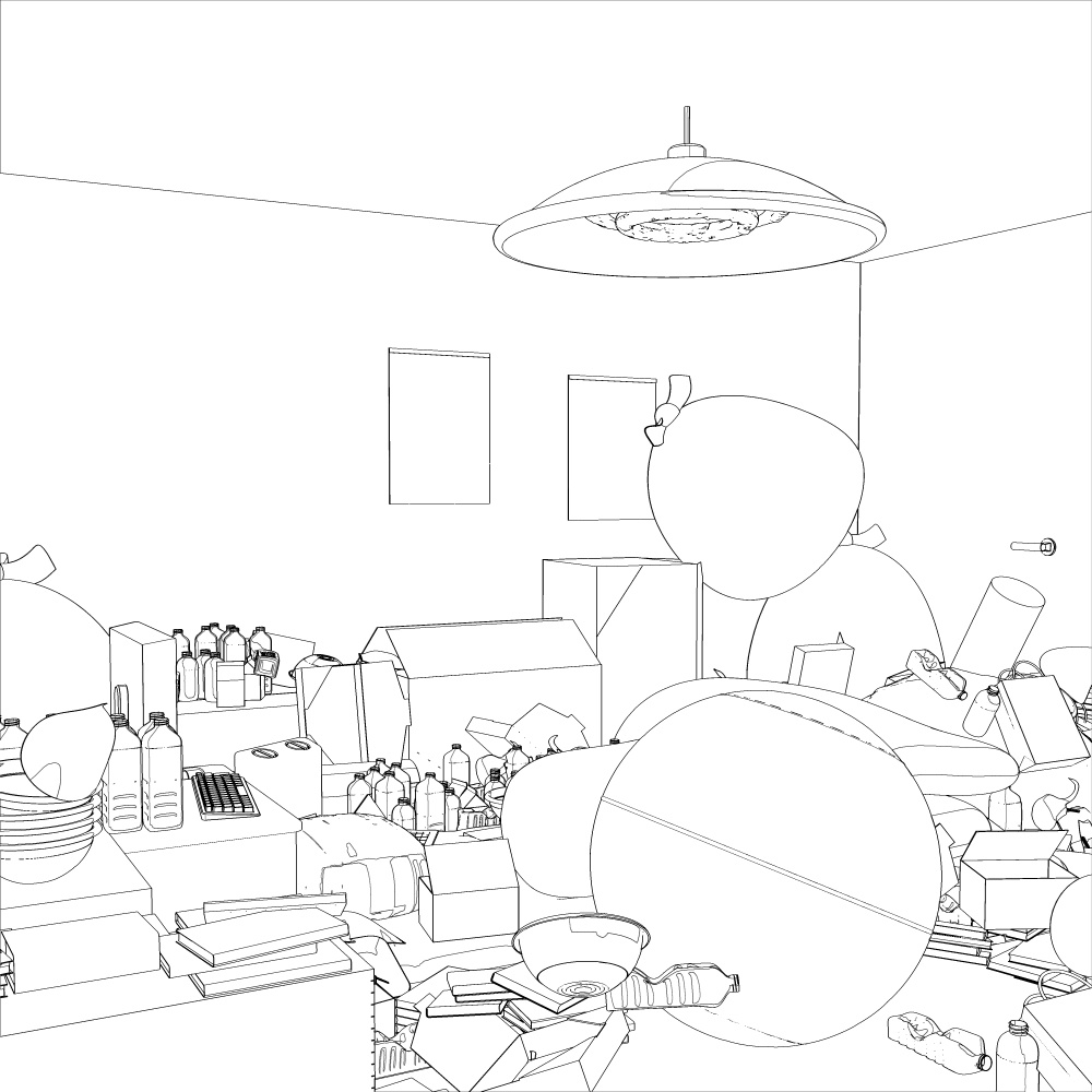 3Dニートの汚部屋 内観(CLIPSTUDIOPAINT用)