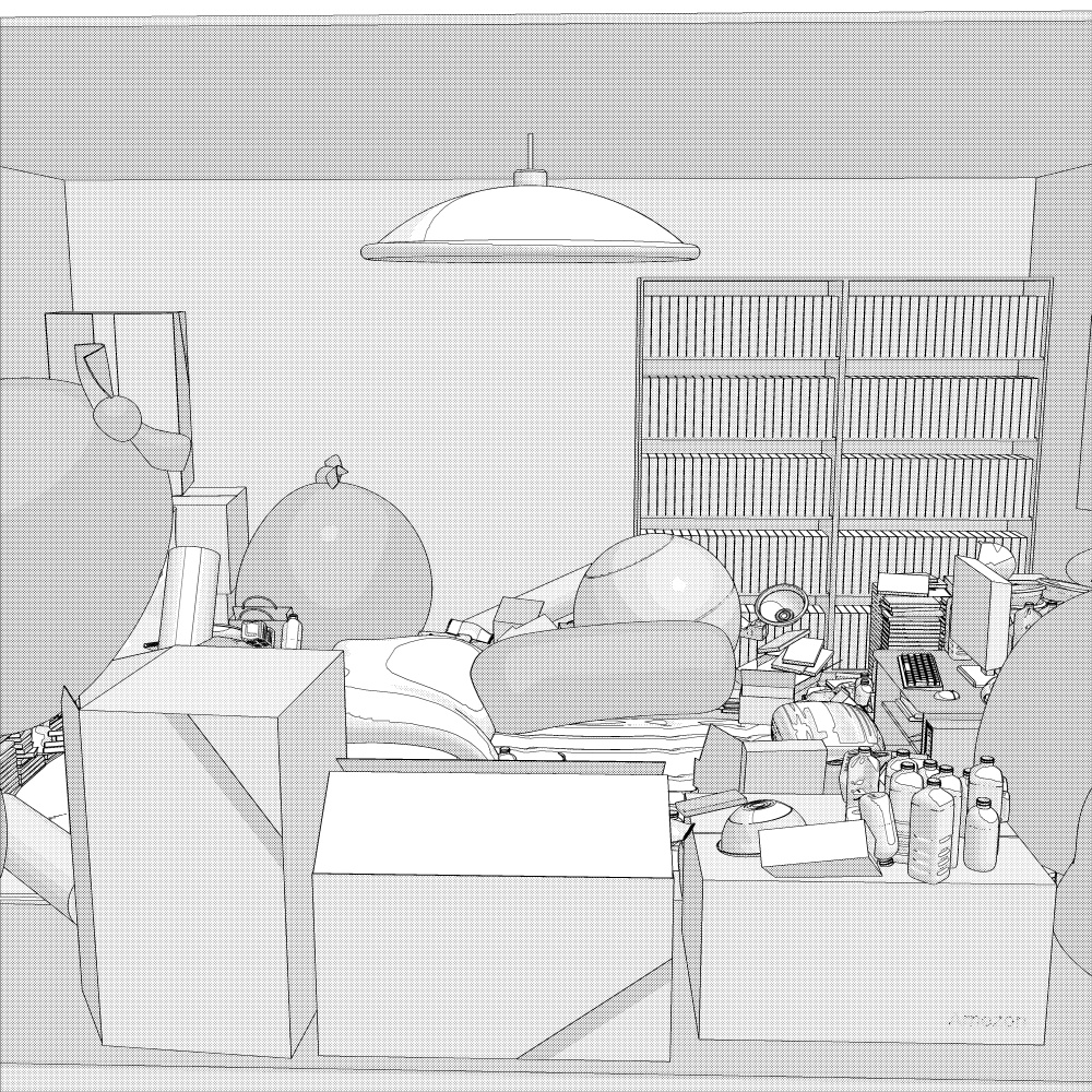 3Dニートの汚部屋 内観(CLIPSTUDIOPAINT用)