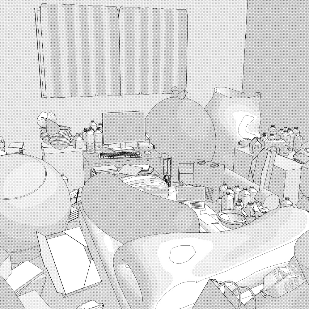 3Dニートの汚部屋 内観(CLIPSTUDIOPAINT用)