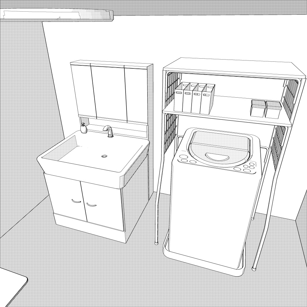 3D脱衣所・洗面所 内観(CLIPSTUDIOPAINT用)