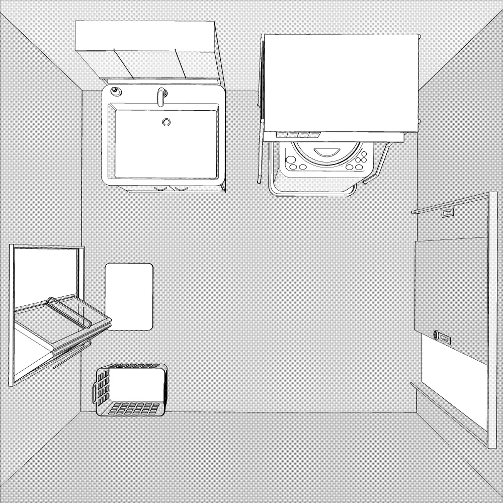 3D脱衣所・洗面所 内観(CLIPSTUDIOPAINT用)