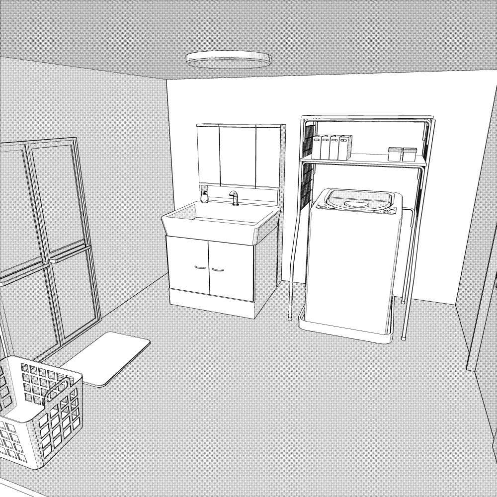 3D脱衣所・洗面所 内観(CLIPSTUDIOPAINT用)