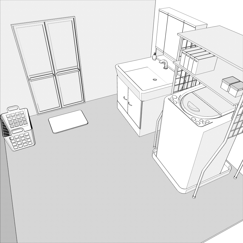 3D脱衣所・洗面所 内観(CLIPSTUDIOPAINT用)