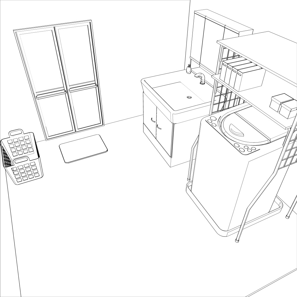 3D脱衣所・洗面所 内観(CLIPSTUDIOPAINT用)