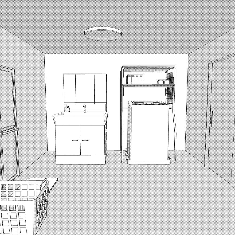 3D脱衣所・洗面所 内観(CLIPSTUDIOPAINT用)