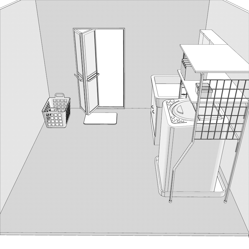 3D脱衣所・洗面所 内観(CLIPSTUDIOPAINT用)