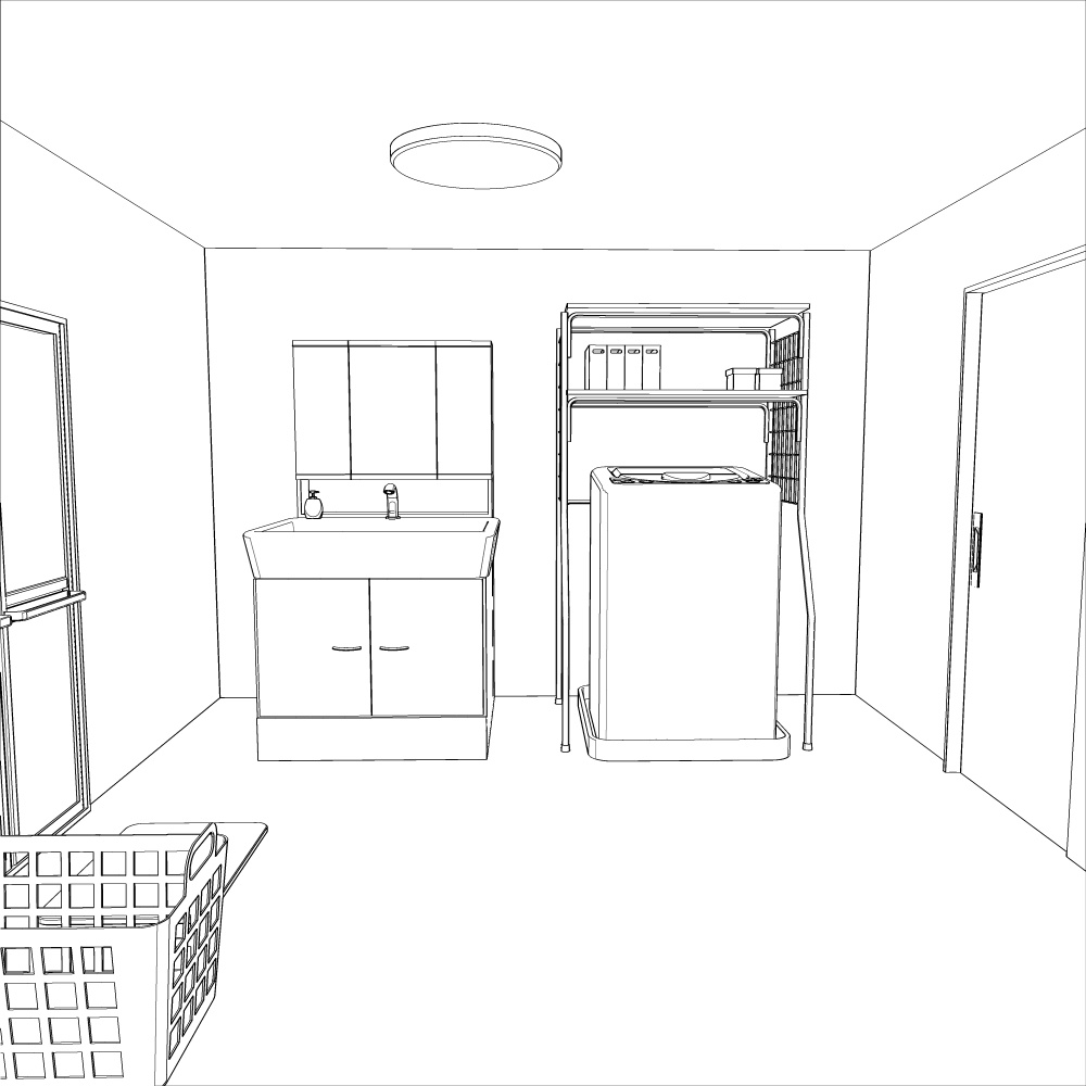 3D脱衣所・洗面所 内観(CLIPSTUDIOPAINT用)