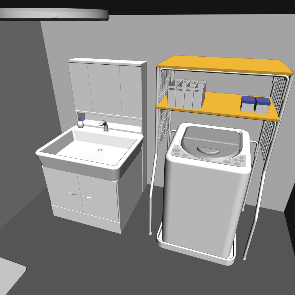 3D脱衣所・洗面所 内観(CLIPSTUDIOPAINT用)