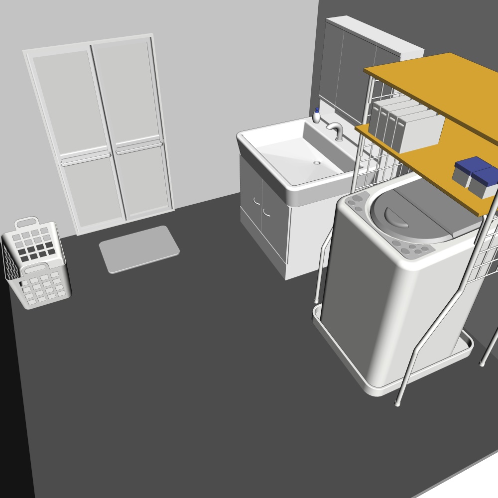 3D脱衣所・洗面所 内観(CLIPSTUDIOPAINT用)