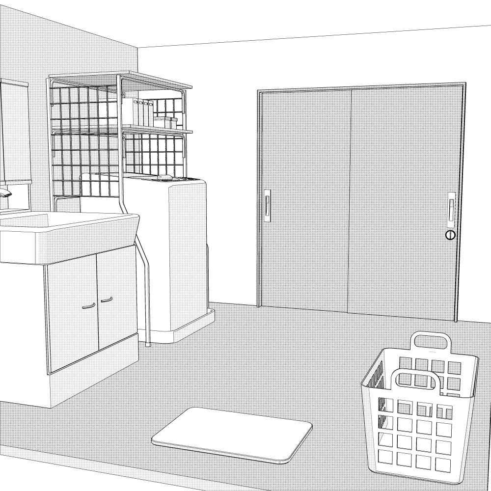 3D脱衣所・洗面所 内観(CLIPSTUDIOPAINT用)