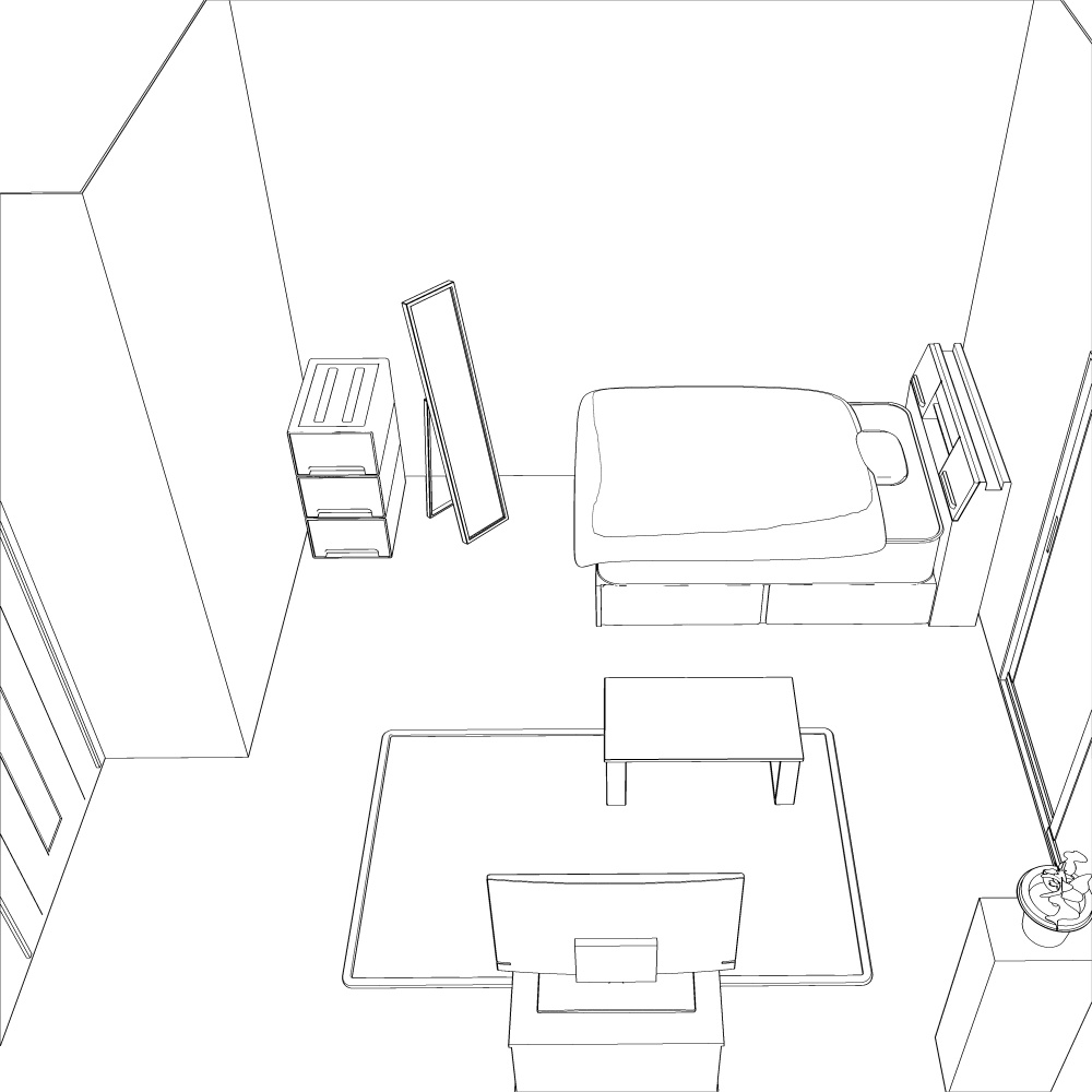 3Dよくあるワンルーム内観2(CLIPSTUDIOPAINT用)