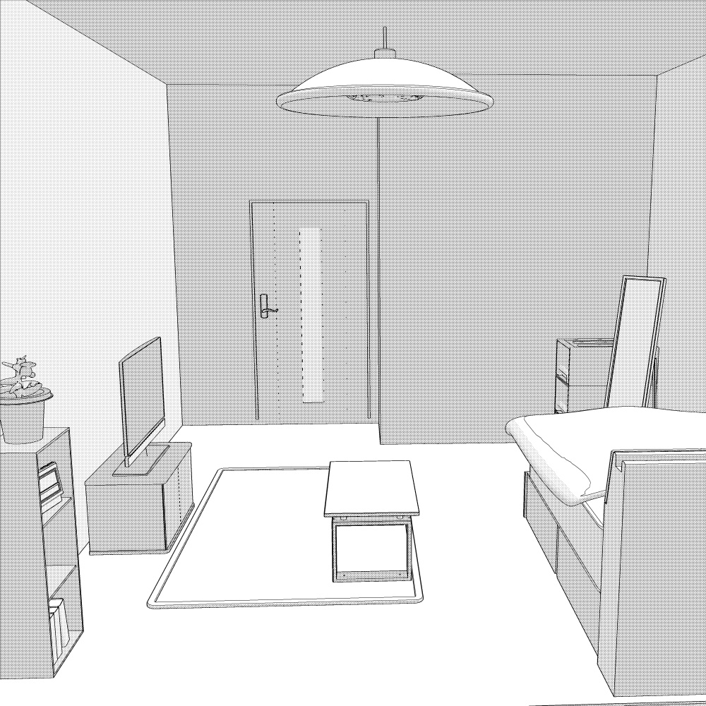 3Dよくあるワンルーム内観2(CLIPSTUDIOPAINT用)