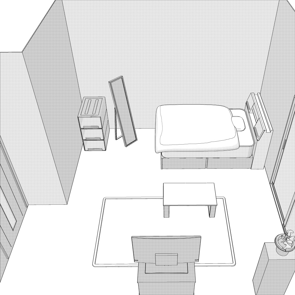 3Dよくあるワンルーム内観2(CLIPSTUDIOPAINT用)