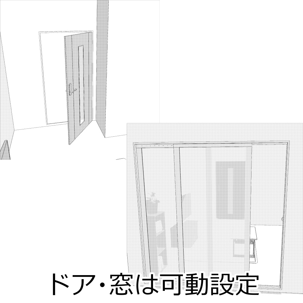 3Dよくあるワンルーム内観2(CLIPSTUDIOPAINT用)