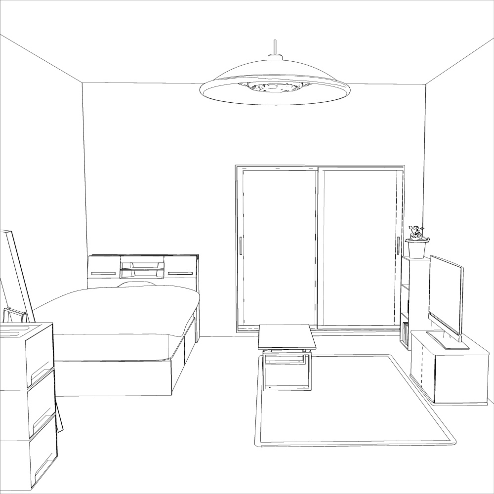 3Dよくあるワンルーム内観2(CLIPSTUDIOPAINT用)