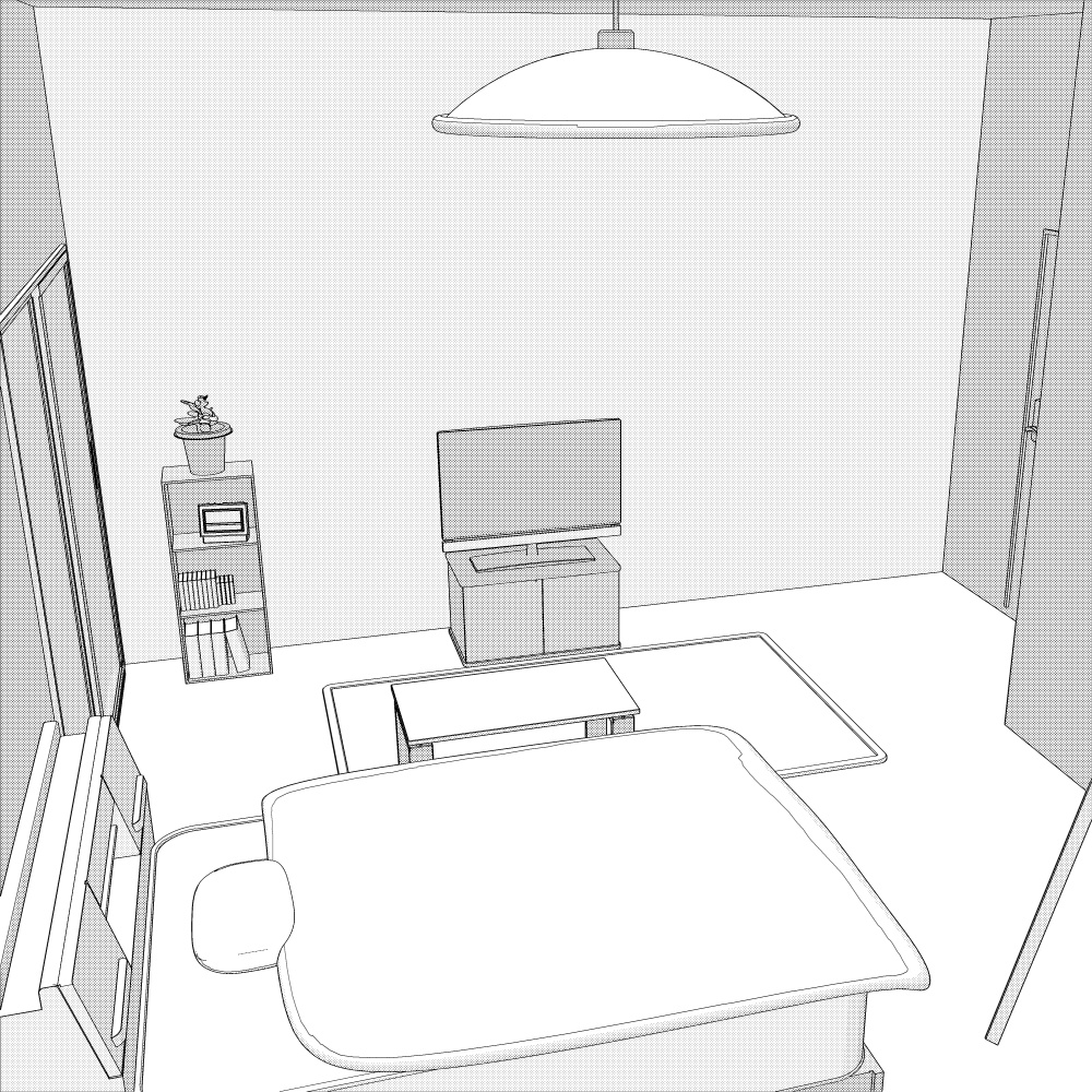 3Dよくあるワンルーム内観2(CLIPSTUDIOPAINT用)