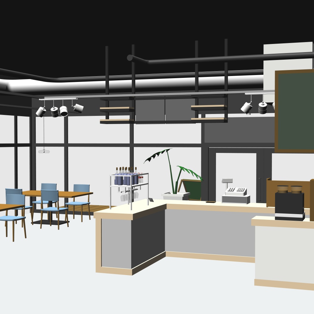 3Dカフェ・喫茶店(CLIPSTUDIOPAINT用)