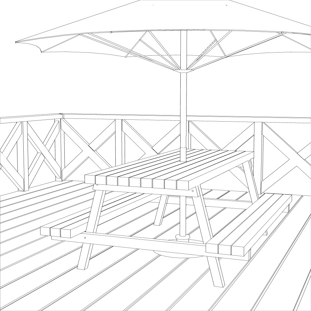 3Dビーチデッキ・ウッドデッキ