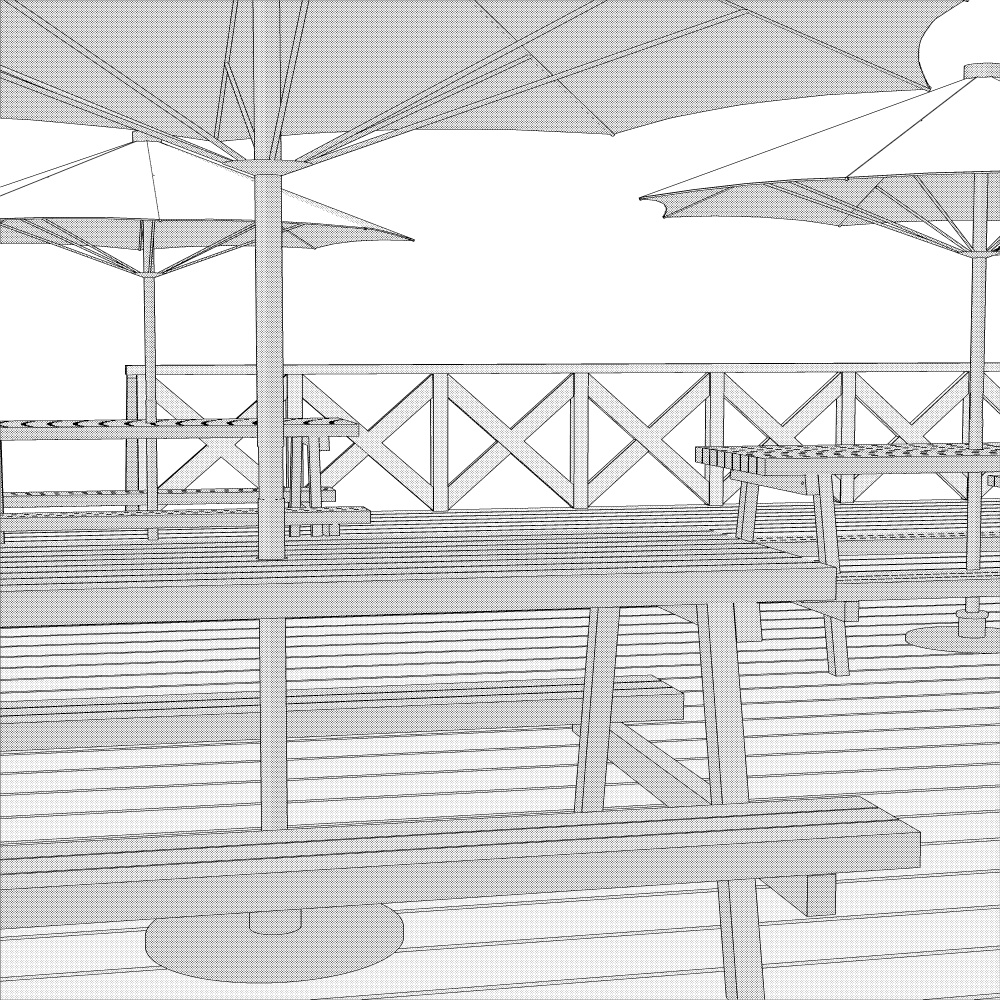 3Dビーチデッキ・ウッドデッキ