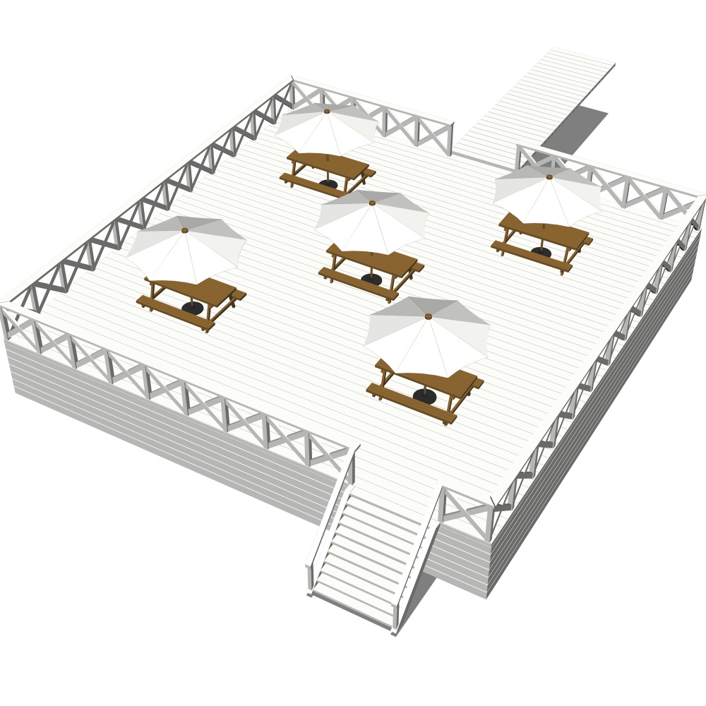 3Dビーチデッキ・ウッドデッキ