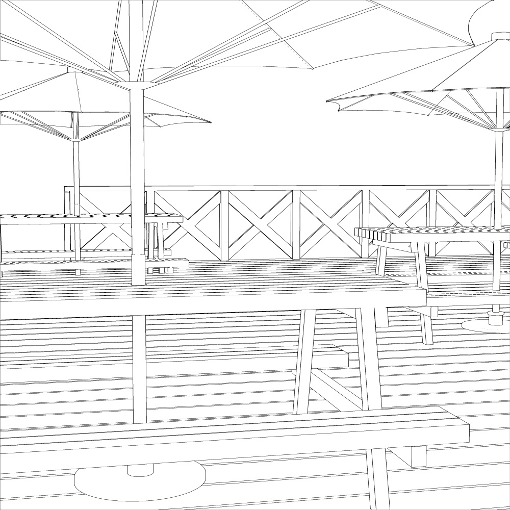 3Dビーチデッキ・ウッドデッキ