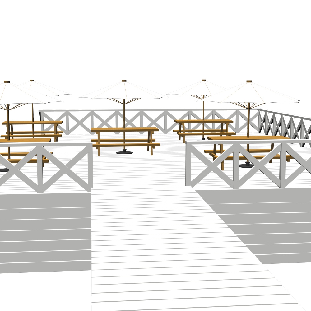 3Dビーチデッキ・ウッドデッキ