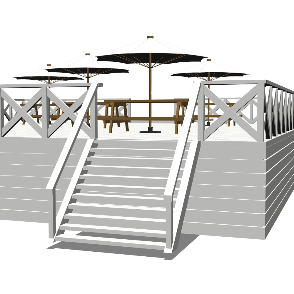 3Dビーチデッキ・ウッドデッキ