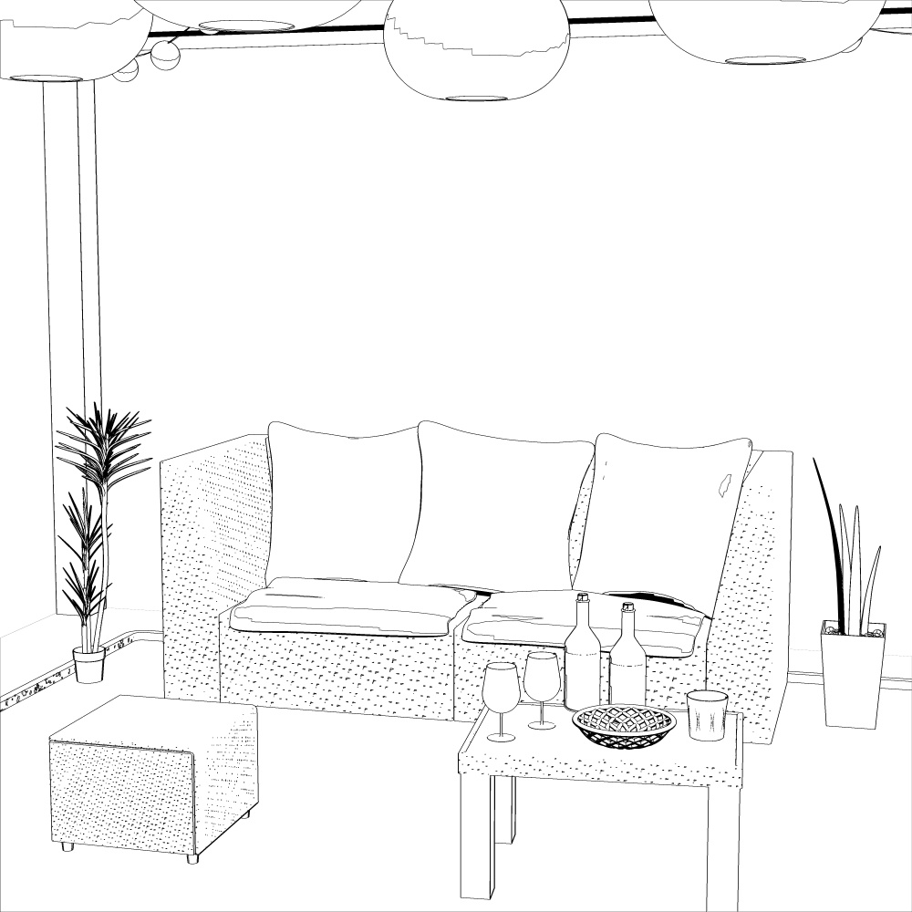 3Dガーデンソファ・テーブル(CLIPSTUDIOPAINT用)