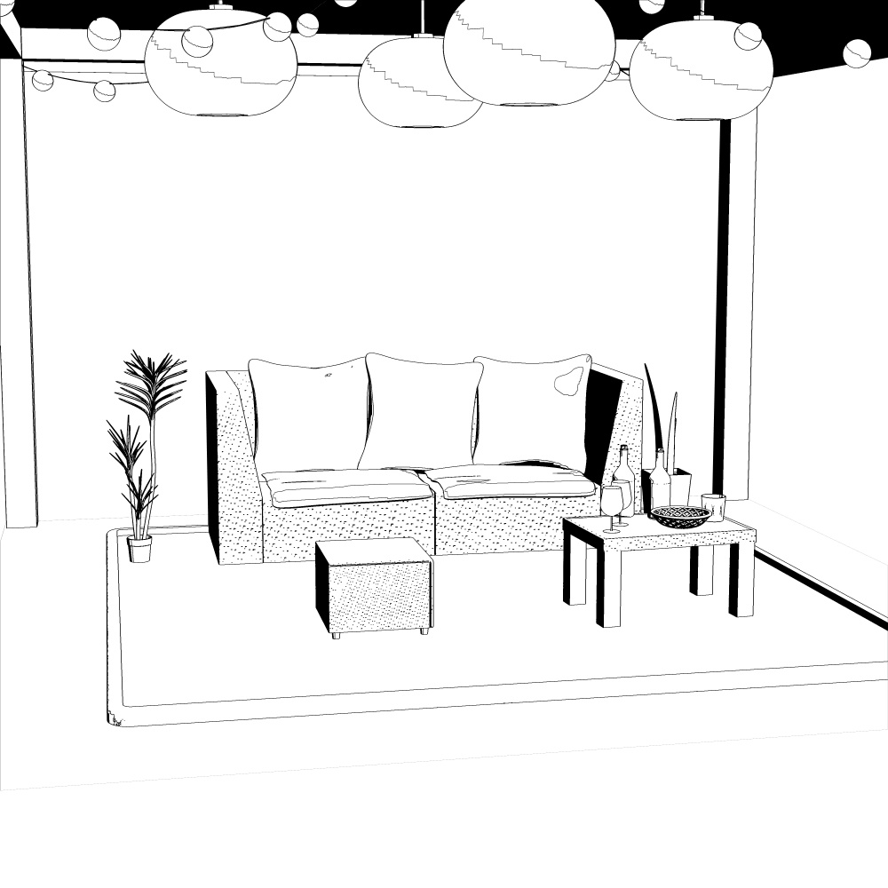 3Dガーデンソファ・テーブル(CLIPSTUDIOPAINT用)