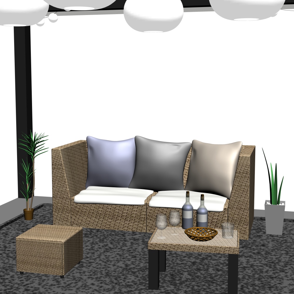 3Dガーデンソファ・テーブル(CLIPSTUDIOPAINT用)