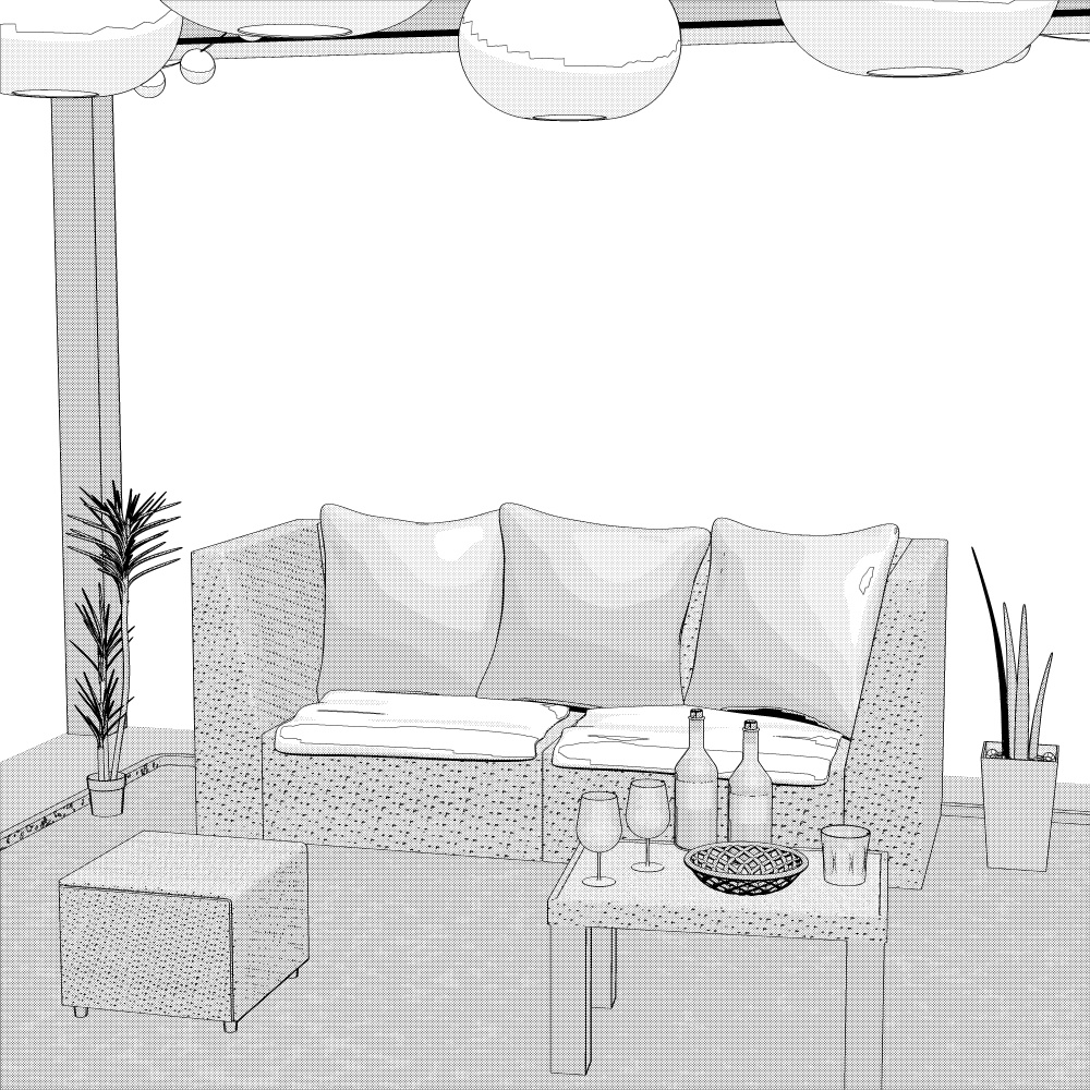 3Dガーデンソファ・テーブル(CLIPSTUDIOPAINT用)