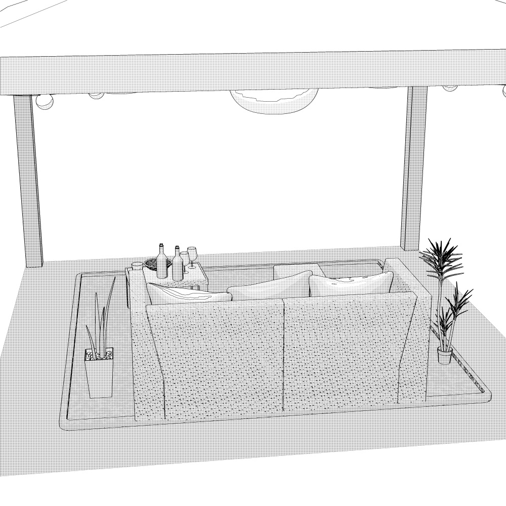 3Dガーデンソファ・テーブル(CLIPSTUDIOPAINT用)