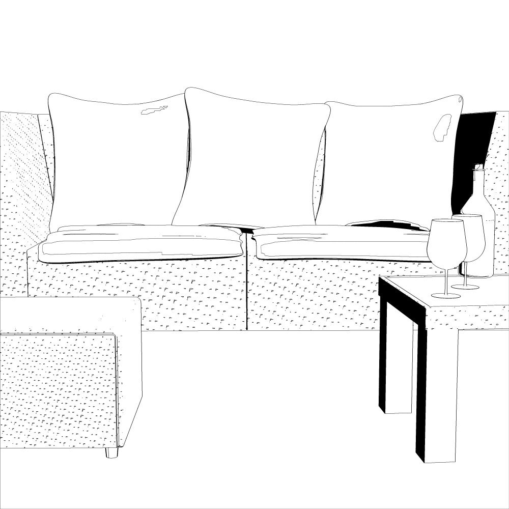 3Dガーデンソファ・テーブル(CLIPSTUDIOPAINT用)