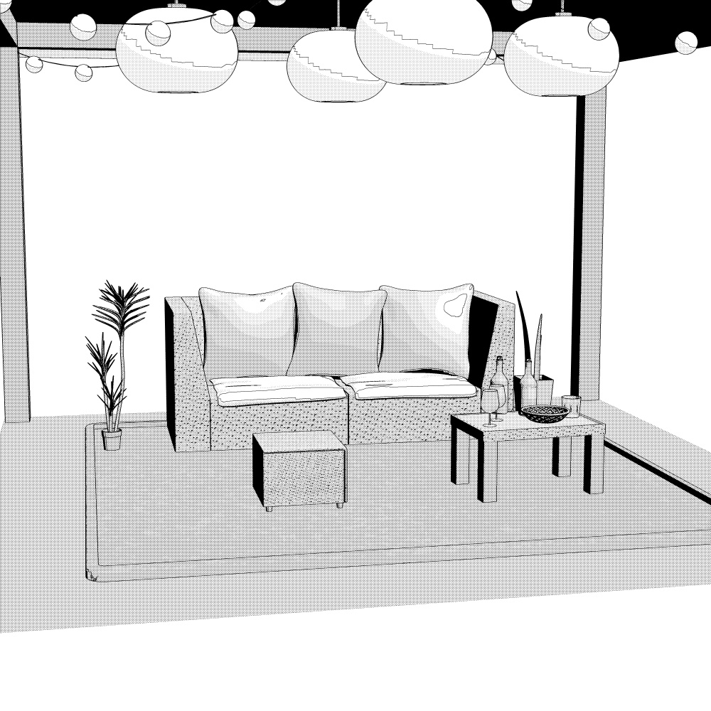 3Dガーデンソファ・テーブル(CLIPSTUDIOPAINT用)