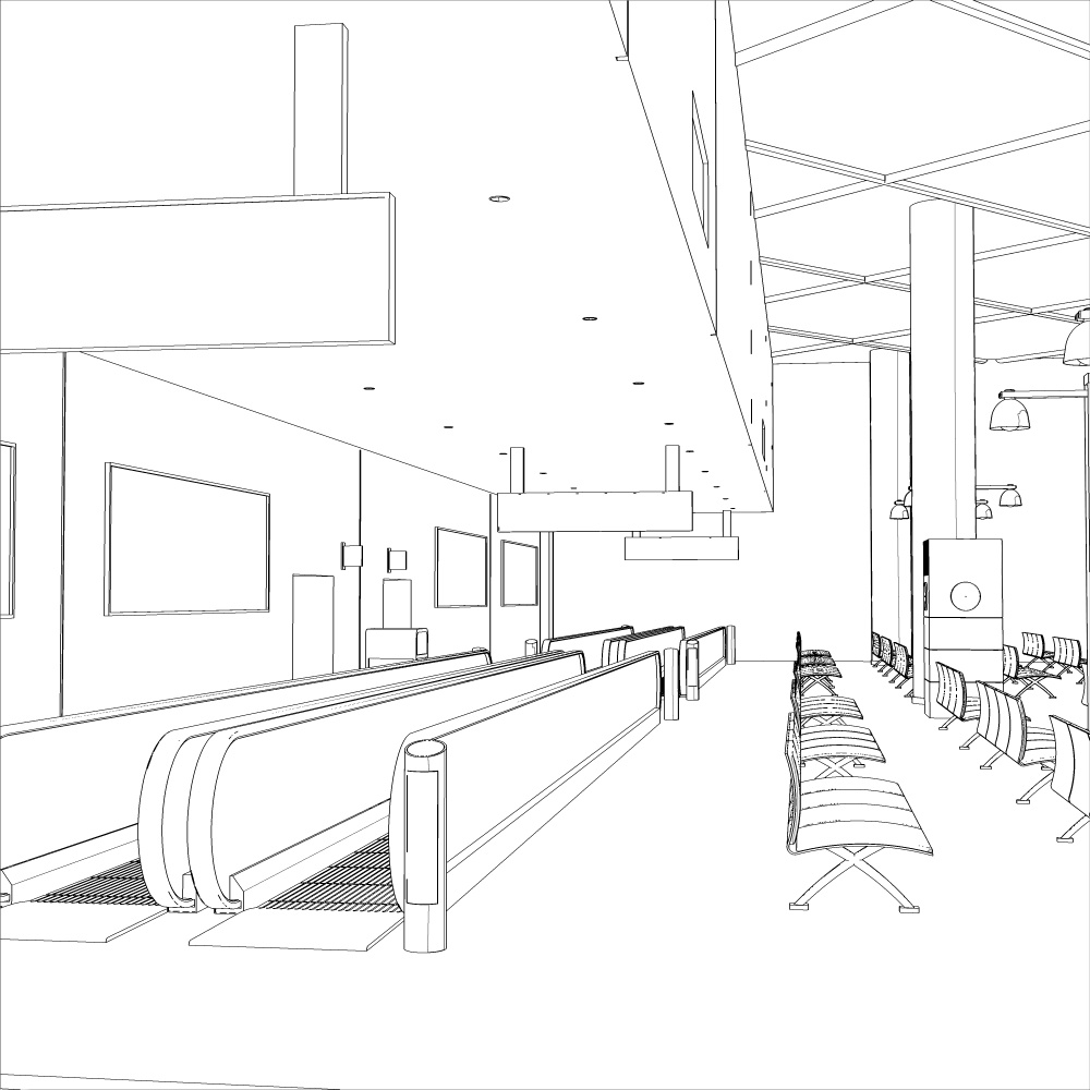 3D空港ロビー(CLIPSTUDIOPAINT用)