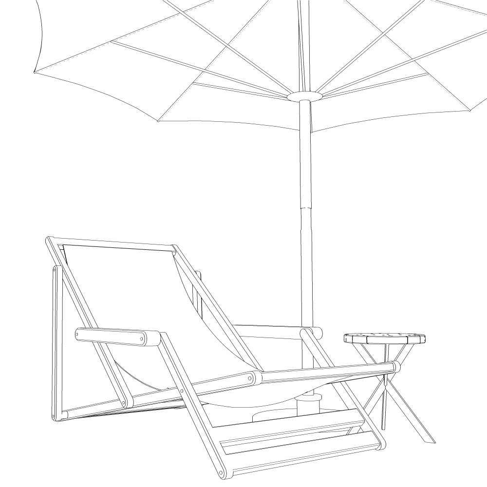 3Dパラソル&チェア(CLIPSTUDIOPAINT用)