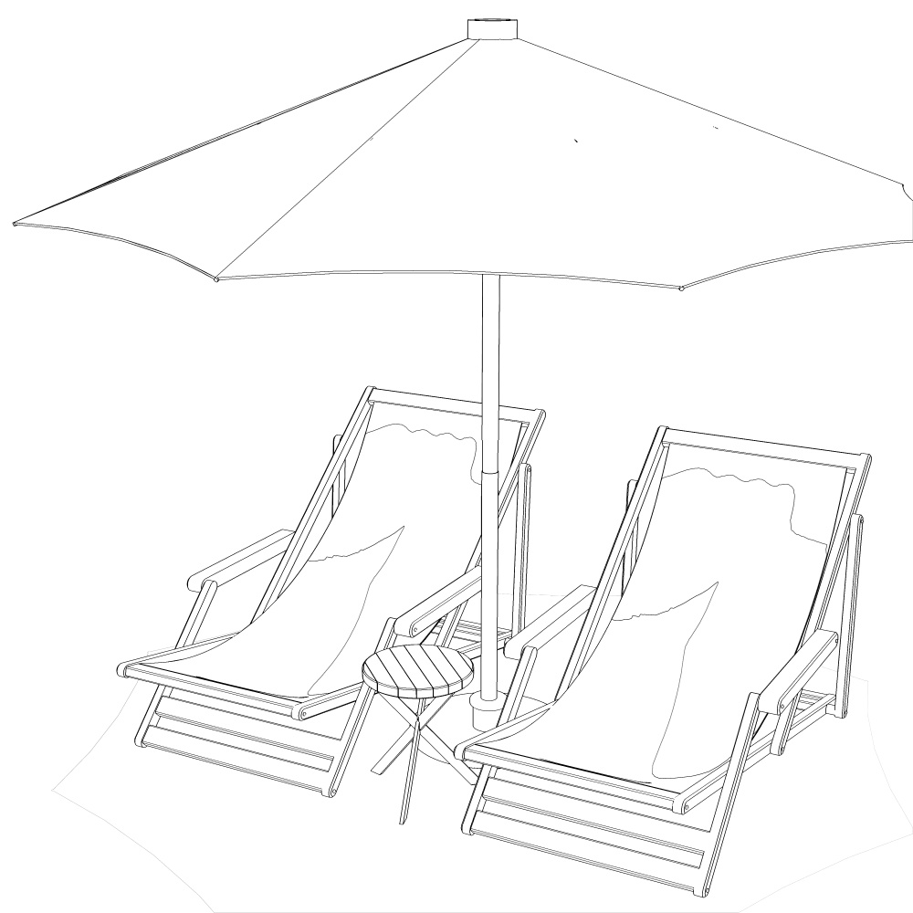 3Dパラソル&チェア(CLIPSTUDIOPAINT用)