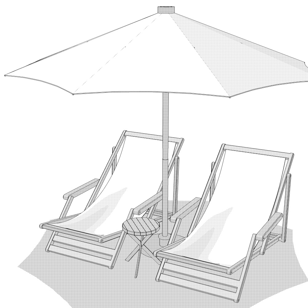 3Dパラソル&チェア(CLIPSTUDIOPAINT用)