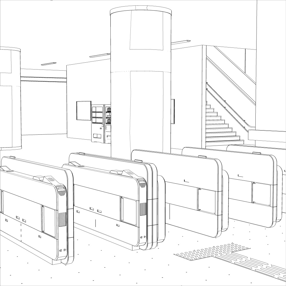 3D駅構内(CLIPSTUDIOPAINT用)