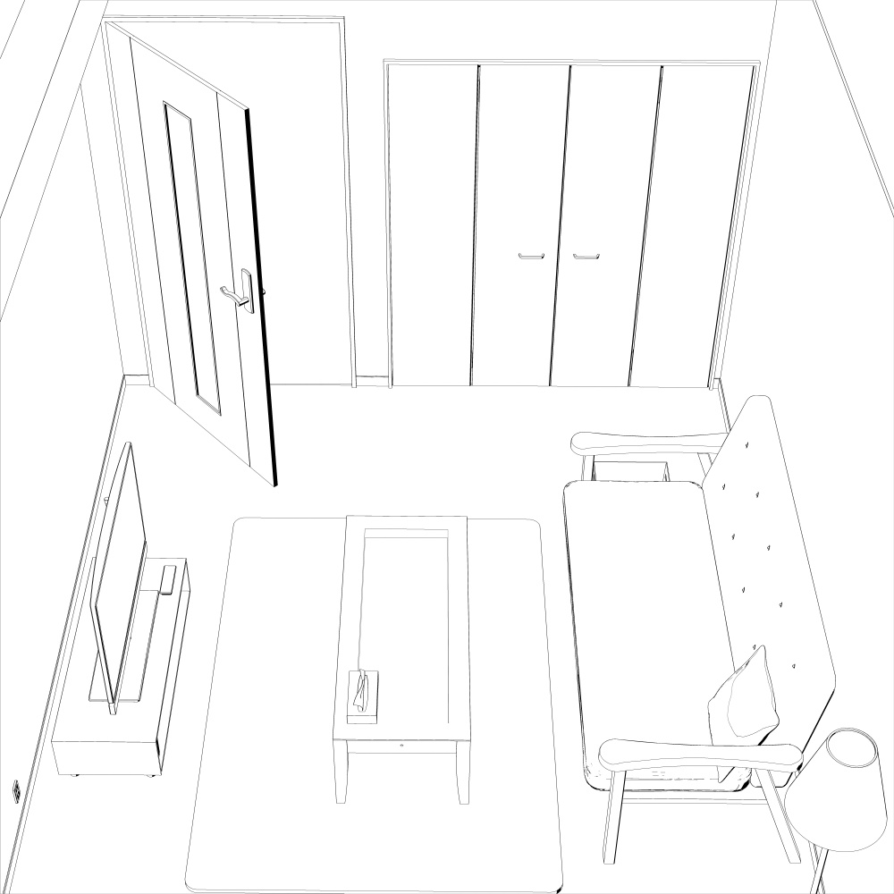 3Dワンルーム内観(CLIPSTUDIOPAINT用)