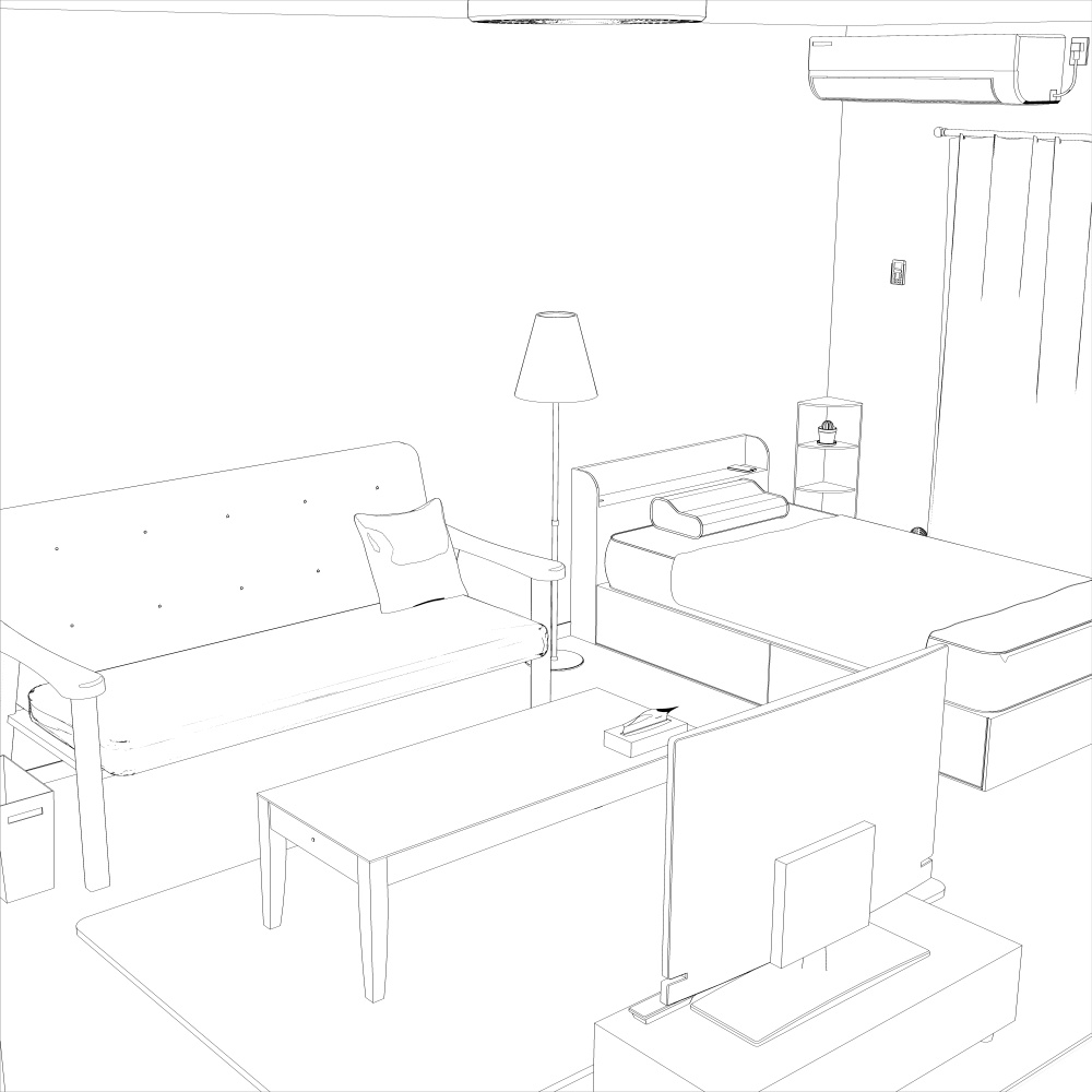 3Dワンルーム内観(CLIPSTUDIOPAINT用)