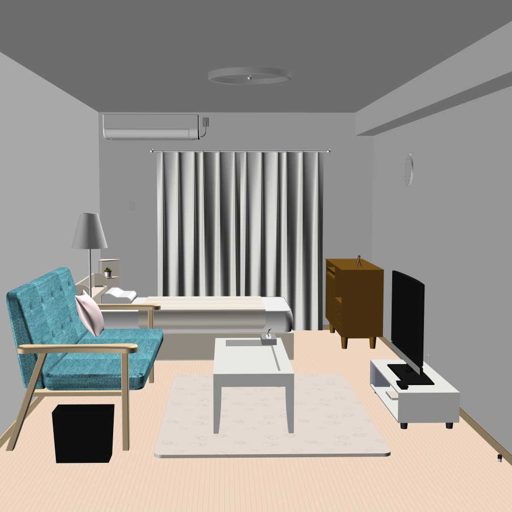 3Dワンルーム内観(CLIPSTUDIOPAINT用)