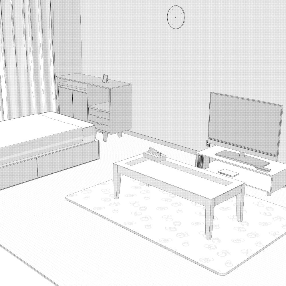 3Dワンルーム内観(CLIPSTUDIOPAINT用)