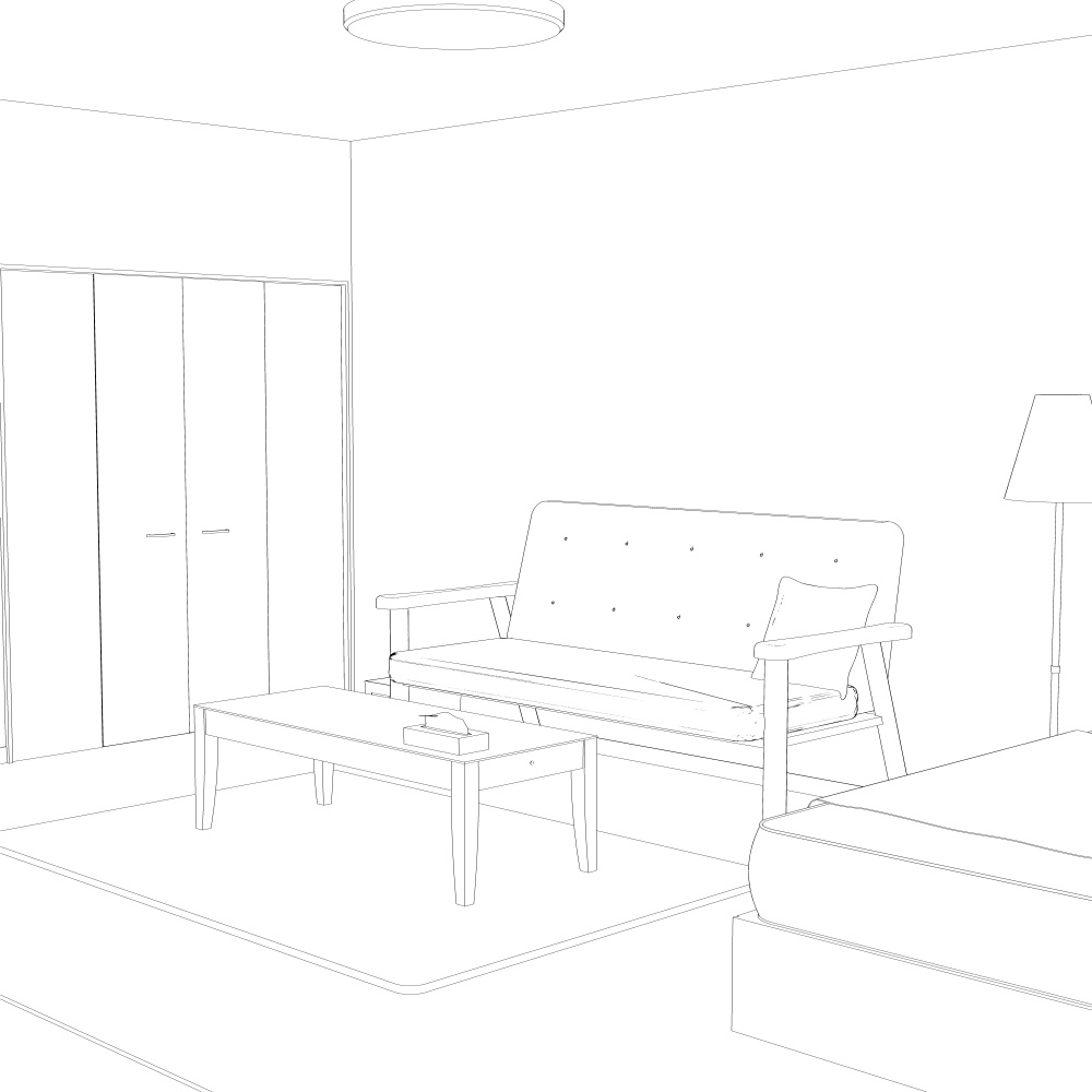 3Dワンルーム内観(CLIPSTUDIOPAINT用)