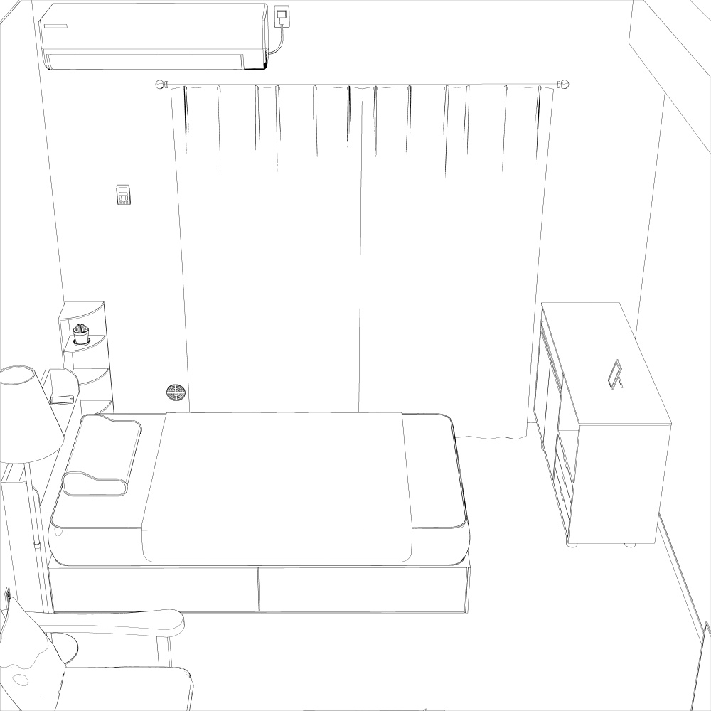 3Dワンルーム内観(CLIPSTUDIOPAINT用)